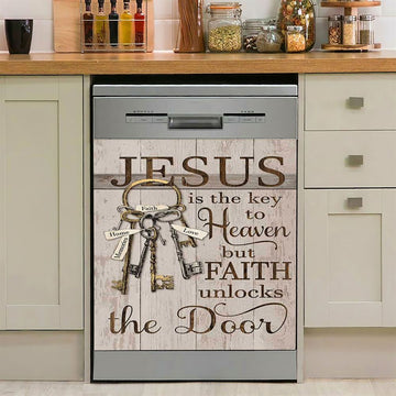 Jesus Is The Key To Heaven Dishwasher Cover, Jesus Portrait Dishwasher Stickers, Christian Kitchen Decor