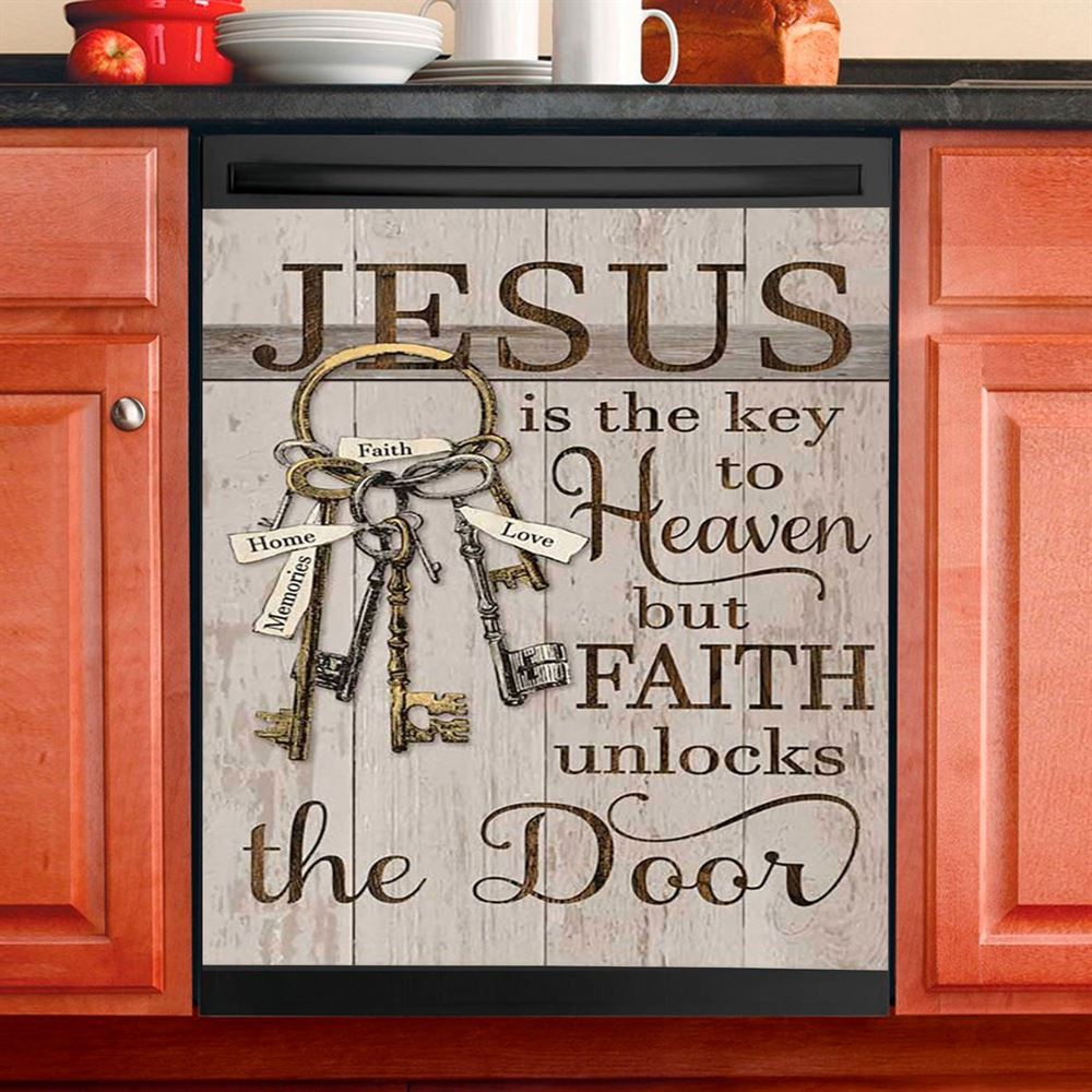 Jesus Is The Key To Heaven Dishwasher Cover, Jesus Portrait Dishwasher Stickers, Christian Kitchen Decor