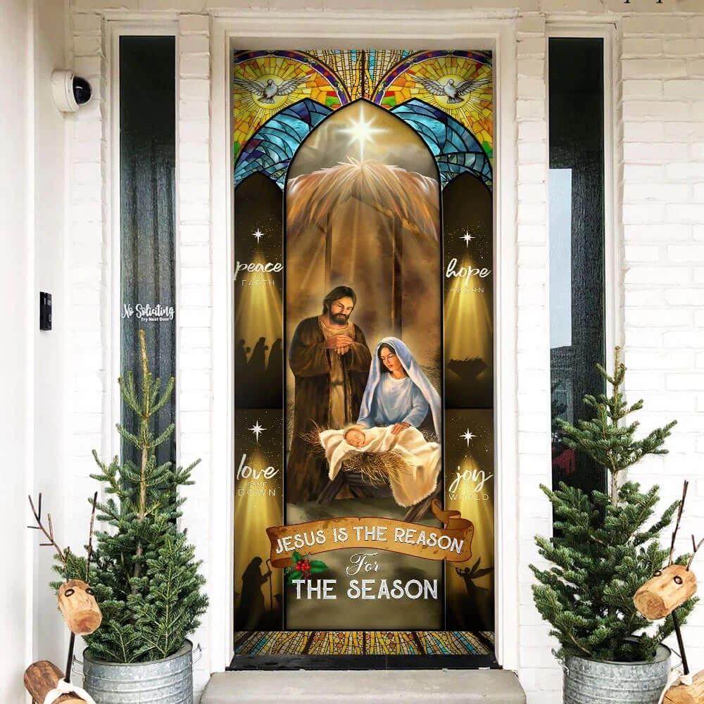 Jesus Is The Reason For The Season Christmas Door Cover, Christian Door Decor, Door Christian Church, Christian Door Plaques