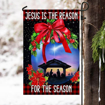 Jesus Is The Reason For The Season Christmas Flag, Christian Christmas House Flag, Christmas Outdoor Decor Ideas