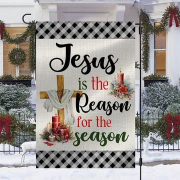 Jesus Is The Reason For The Season Flag, Christian Christmas House Flag, Christmas Outdoor Decor Ideas
