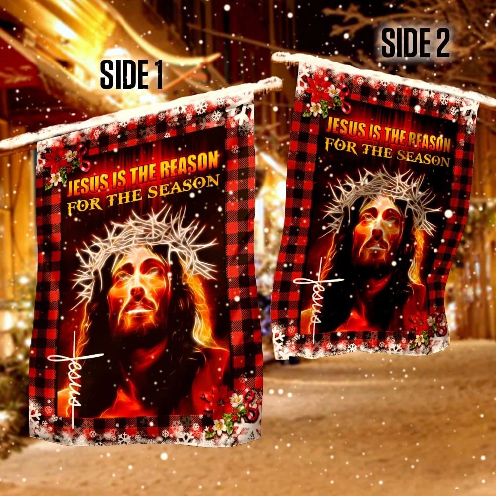 Jesus Is The Reason For The Season House Flag, Christian Flag, Christian Flag, Scripture Flag, Garden Banner
