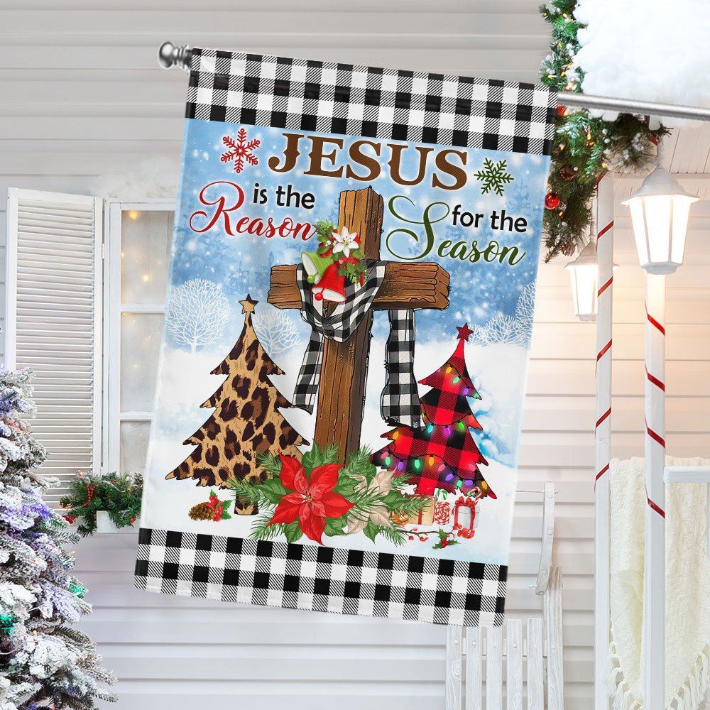 Jesus Is The Reason For The Season Religious Cross Christmas Flag, Christian Christmas House Flag, Christmas Outdoor Decor Ideas