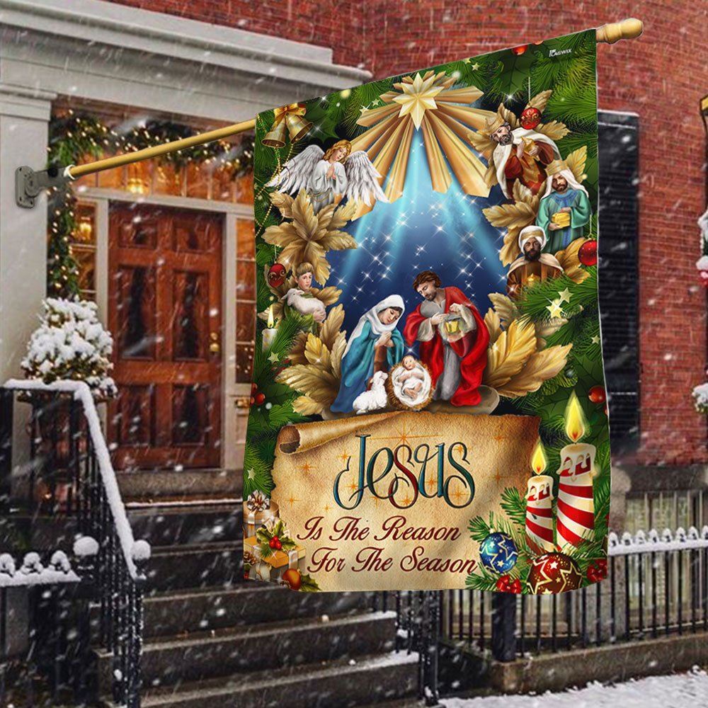 Jesus Is The Reason For The Seasons Flag, Christian Christmas House Flag, Christmas Outdoor Decor Ideas