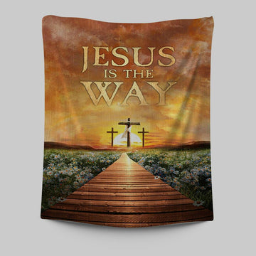 Jesus Is The Way Bridge Beautiful Sunset Cross Tapestry Wall Art - Bible Verse Tapestry Art - Inspirational Art -  Christian Indoor Wall Tapestries