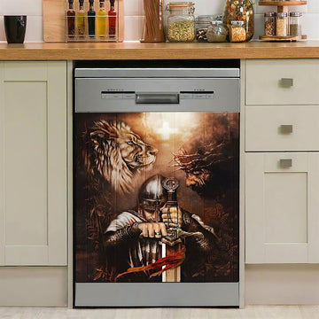 Jesus Knight Of The God Lion Of Judad Dishwasher Cover, Lion Dishwasher Stickers, Christian Inspirational Kitchen Decor