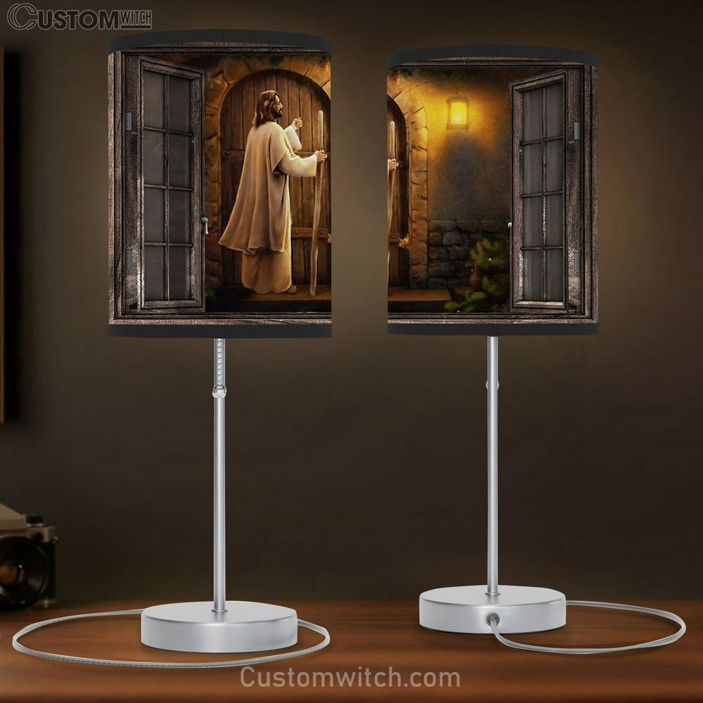 Jesus Knocks The Door Large Table Lamp - Christian Table Lamp Prints - Religious Table Lamp Art