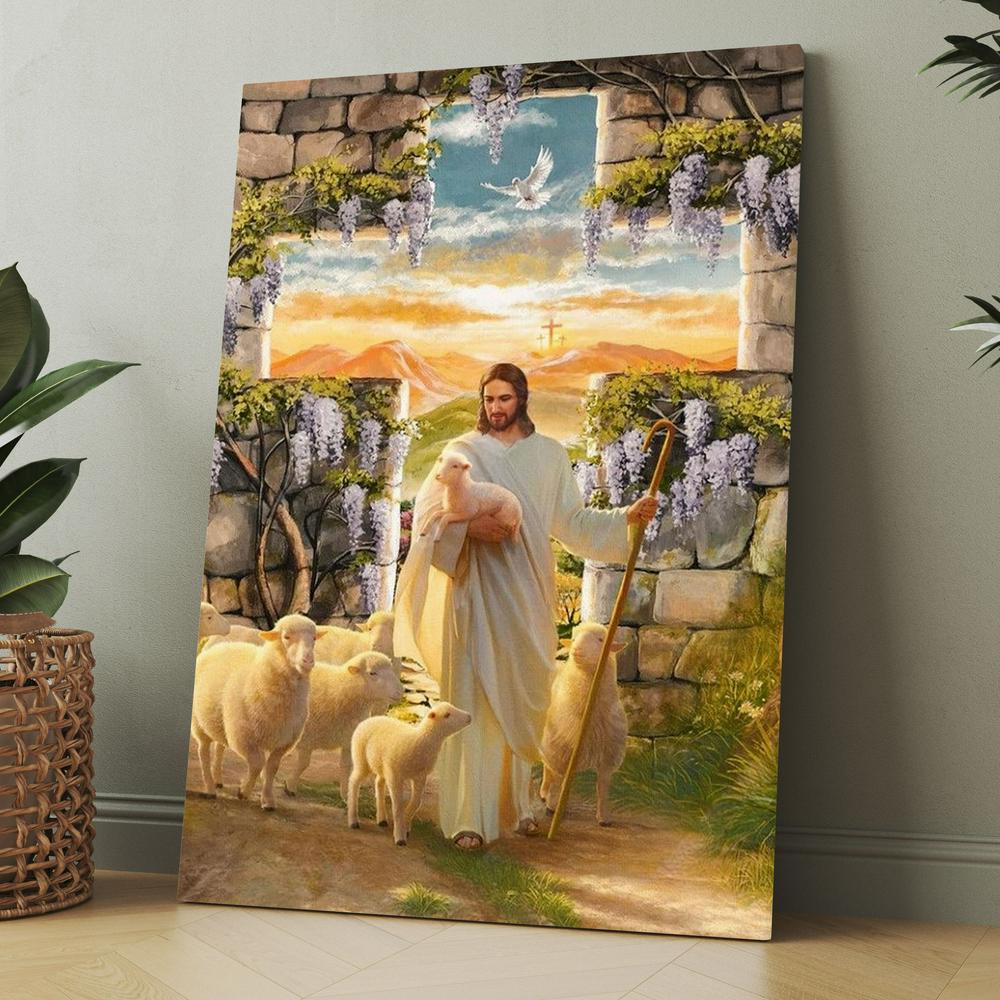 Jesus Lambs Of God Purple Wisteria Heaven Sky Canvas, Christmas Gift for Christian