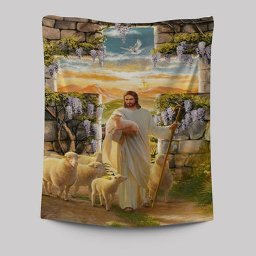Jesus Lambs Of God Purple Wisteria Heaven Sky Tapestry