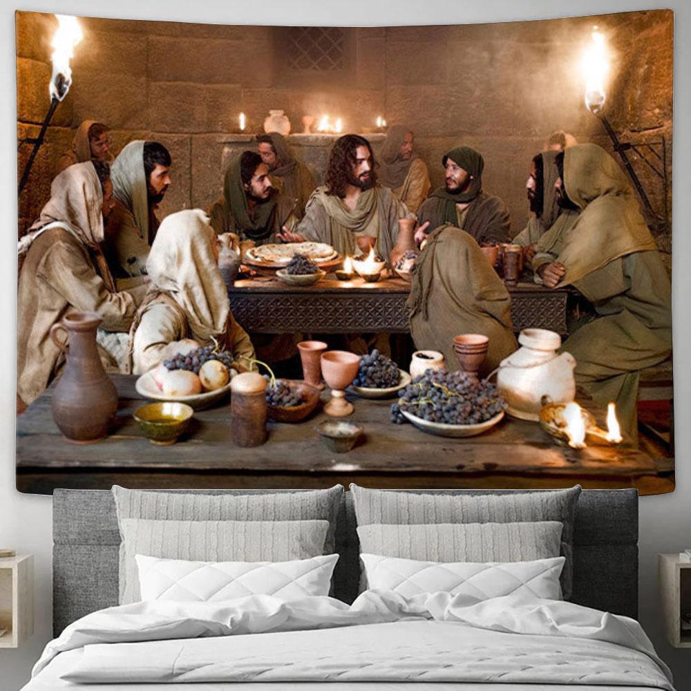 Jesus Last Supper Tapestry Prints - Christian Wall Art - Christian Home Decor