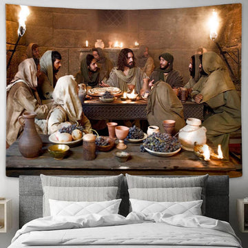 Jesus Last Supper Tapestry Prints - Christian Wall Art - Christian Home Decor