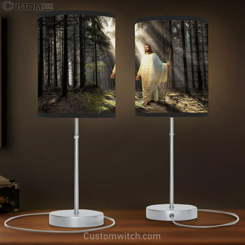 Jesus Light In Miracle Forest Table Lamp Art - Christian Lamp Gift Decor - Bible Verse Table Lamp