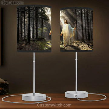 Jesus Light In Miracle Forest Table Lamp Art - Christian Lamp Gift Decor - Bible Verse Table Lamp