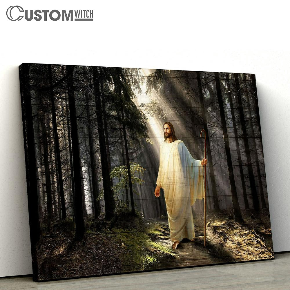 Jesus Light In Miracle Forest Canvas Art - Christian Wall Art Decor - Bible Verse Canvas