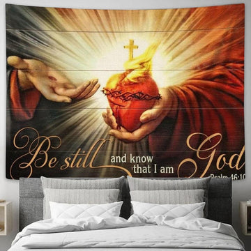 Jesus Light, Jesus Heart, Be Still And Know That I Am God Tapestry, Tapestries for Living Room Bedroom