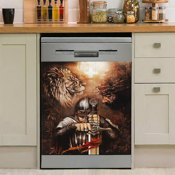 Jesus Lion And Warrior Dishwasher Cover, Christian Dishwasher Stickers, Bible Verse Kitchen Decor