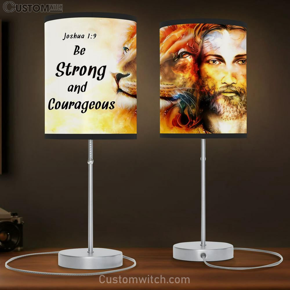 Jesus Lion Face Be Strong And Courageous Table Lamp Art - Lion Table Lamp Wall Decor