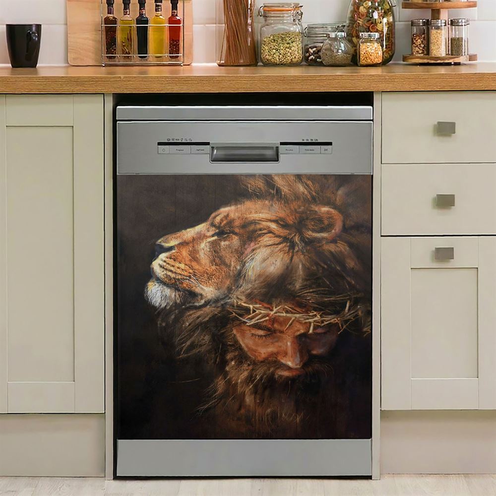 Jesus Lion Head Dishwasher Cover, Jesus Dishwasher Stickers, Christian Kitchen Decor