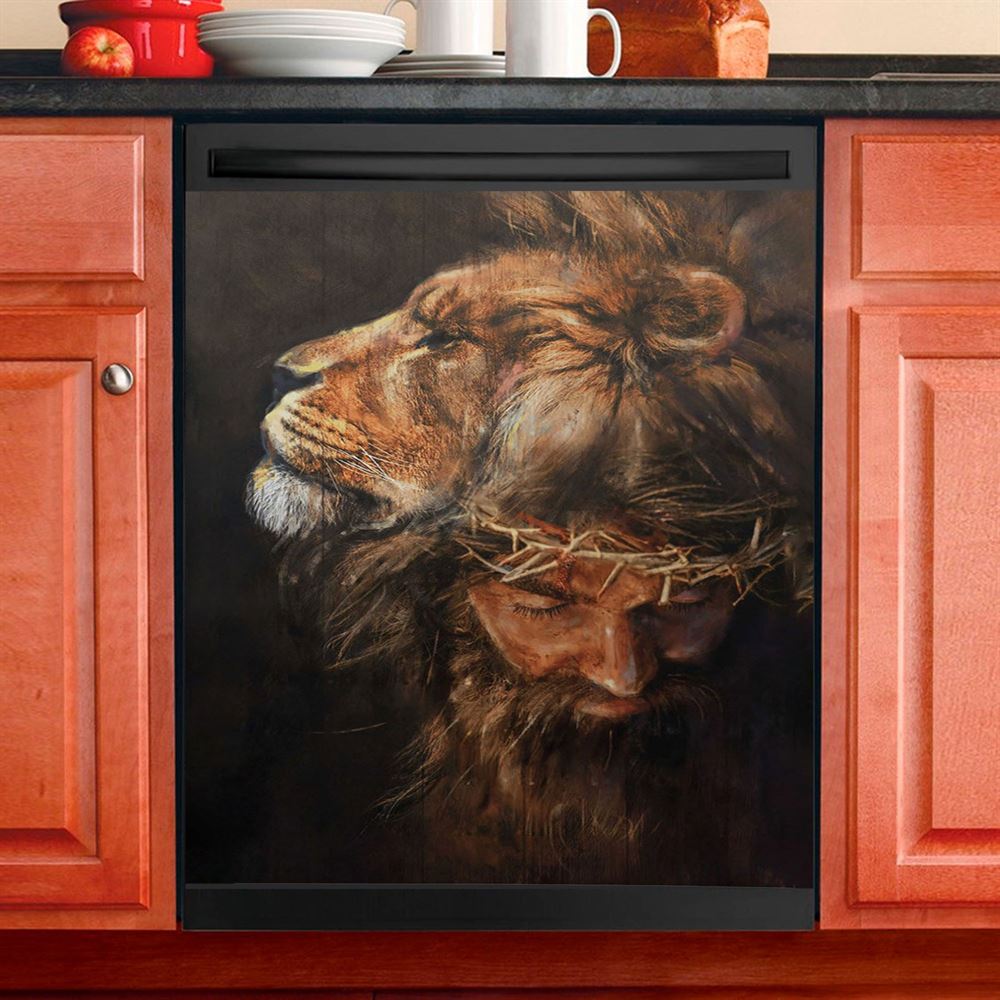 Jesus Lion Head Dishwasher Cover, Jesus Dishwasher Stickers, Christian Kitchen Decor