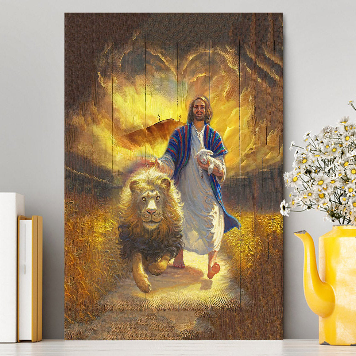 Jesus Lion &amp; Lamb Canvas Wall Art - Christian Wall Canvas - Religious Canvas Prints