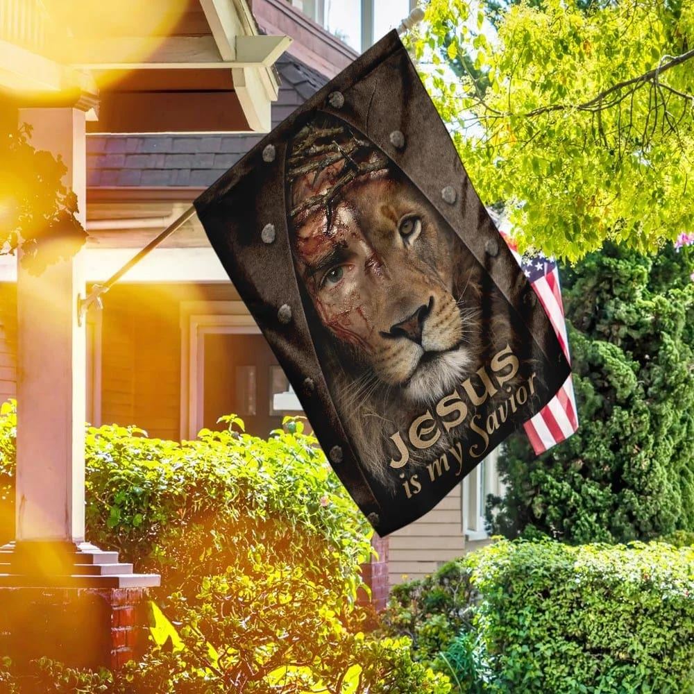 Jesus Lion My Savior House Flag, Christian Flag, Christian Flag, Scripture Flag, Garden Banner