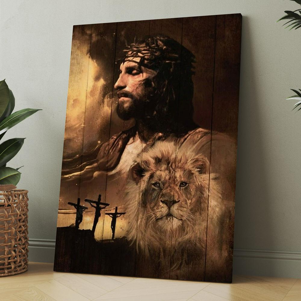 Jesus Lion Of Jesus The Rugged Cross The Amazing The Sacrifice Of Jesus Christ Canvas, Christmas Gift for Christian