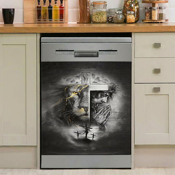 Jesus Lion Of Judah Crown Of Thorn Dishwasher Cover, Christian Dishwasher Stickers, Bible Verse Kitchen Decor