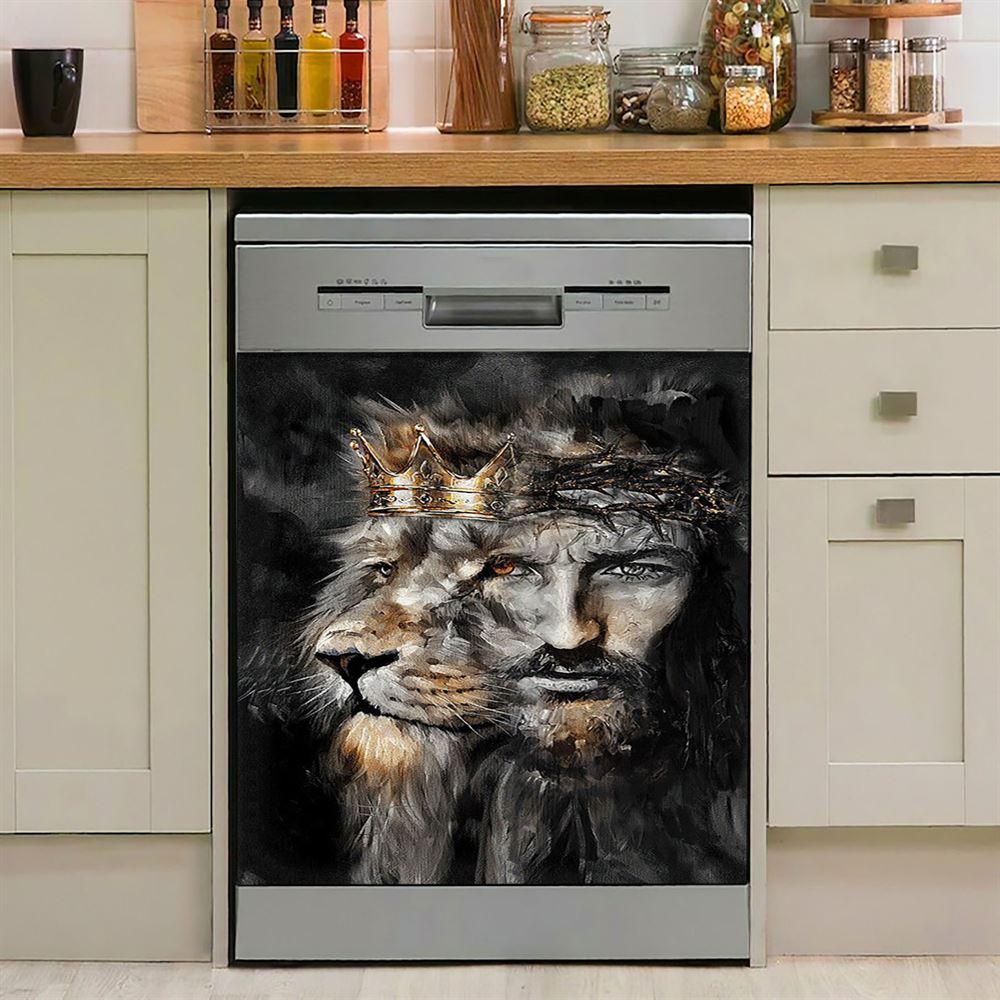 Jesus Lion Of Judah Dishwasher Cover, The Sacrifice Of Jesus Christ Dishwasher Stickers, Christian Kitchen Decor