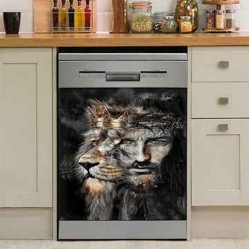Jesus Lion Of Judah Dishwasher Cover, The Sacrifice Of Jesus Christ Dishwasher Stickers, Christian Kitchen Decor