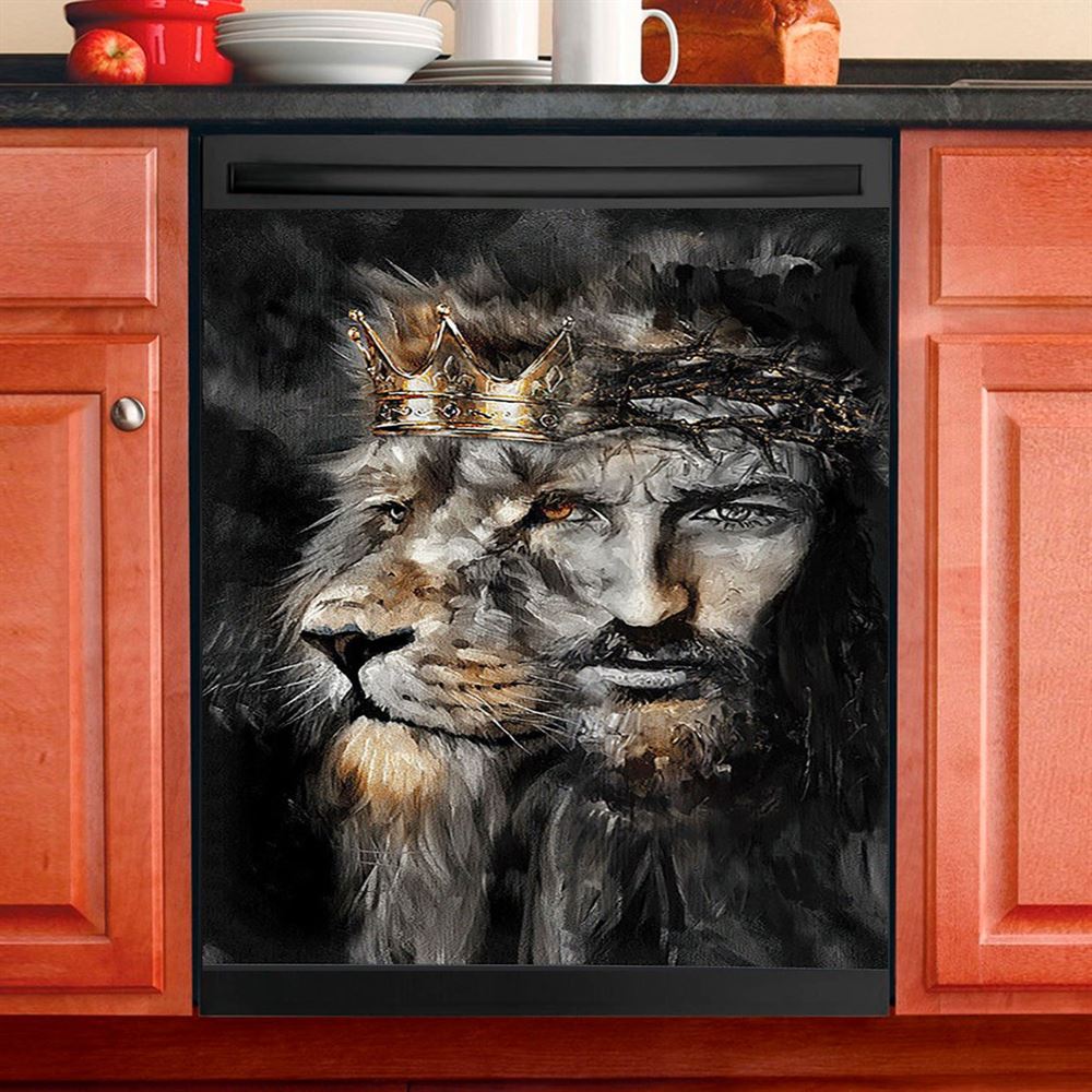 Jesus Lion Of Judah Dishwasher Cover, The Sacrifice Of Jesus Christ Dishwasher Stickers, Christian Kitchen Decor