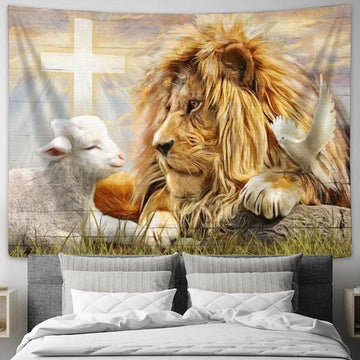 Jesus, Lion Of Judah, Lamb Of God, The Amazing Encounter Tapestry, Tapestries for Living Room Bedroom