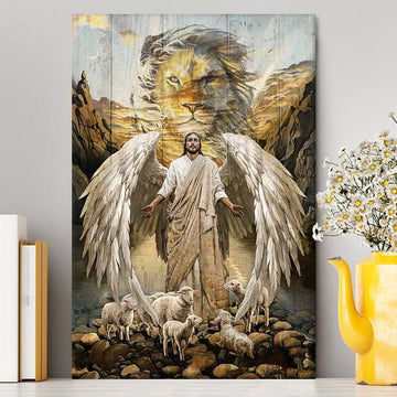 Jesus Lord Wings Lion Of Judah Lambs Of God Wall Art Canvas - Jesus Portrait Canvas Prints - Christian Wall Art