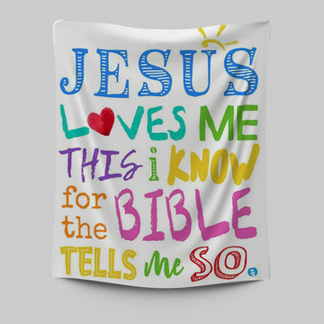 Jesus Loves Me Tapestry Wall Art Print - Decoration For Girls Boys Toddler Bedroom - Christian Tapestries Wall Art Decor