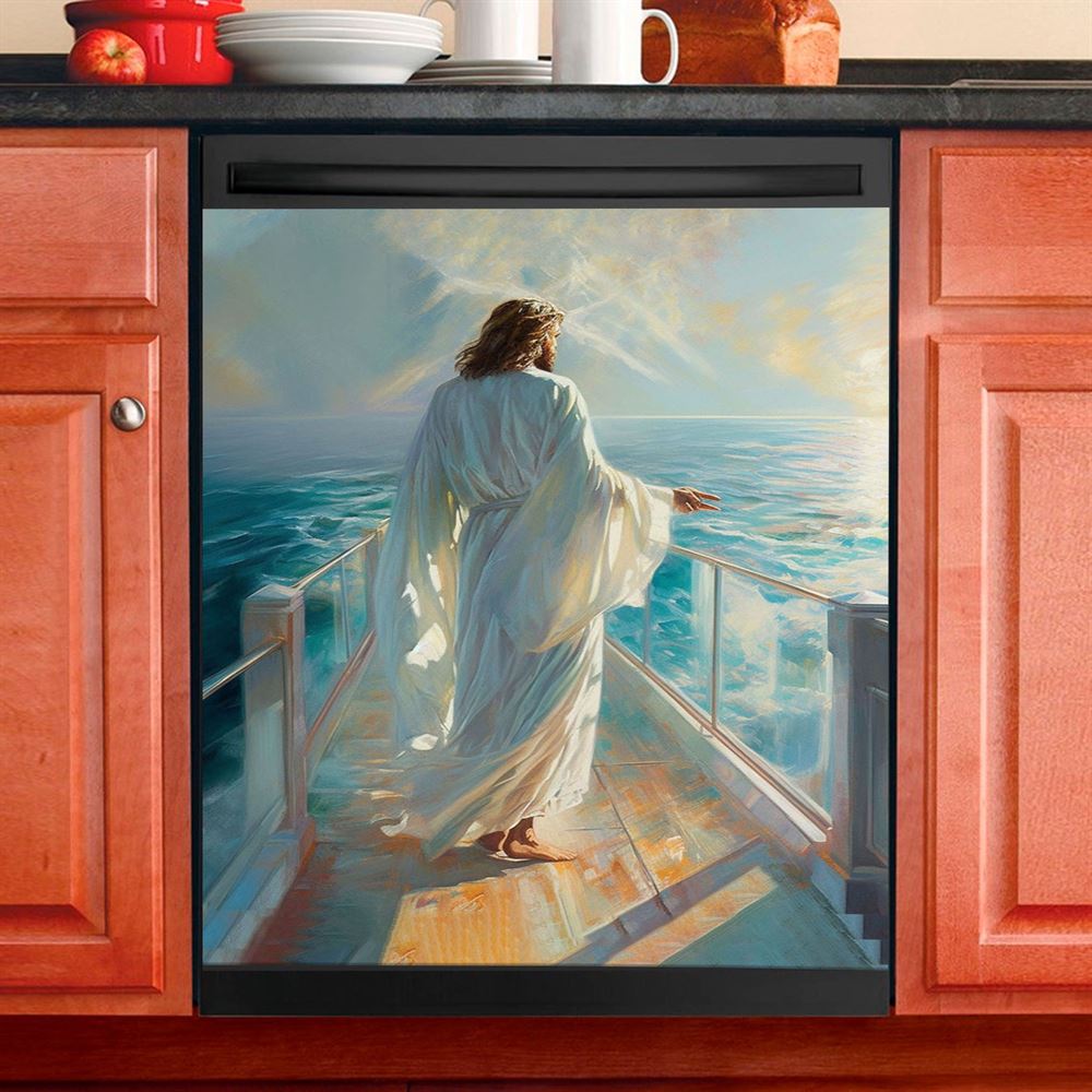 Jesus Oil Painting Dishwasher Cover, Jesus Dishwasher Stickers, Christian Kitchen Decor