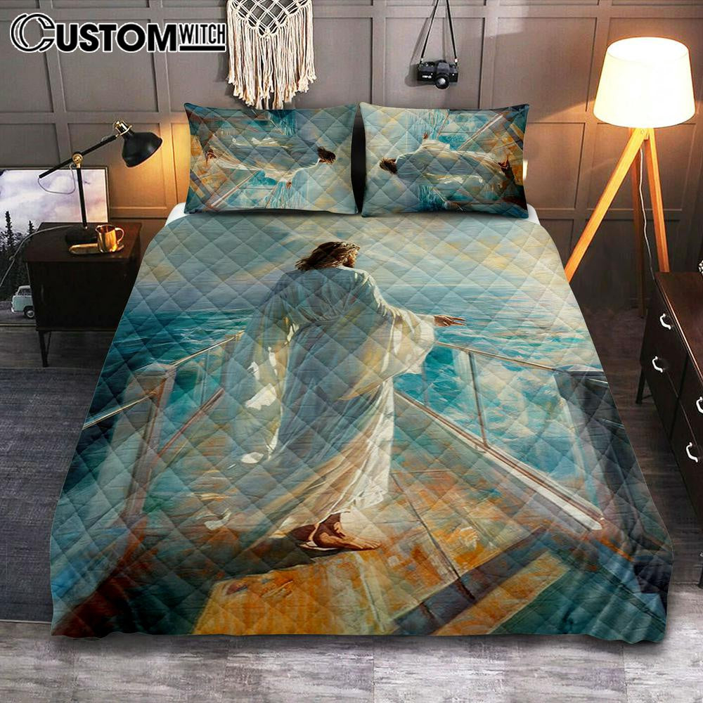 Jesus Oil Painting Quilt Bedding Set Prints - Jesus Quilt Bedding Set Art - Christian Bedroom Decor