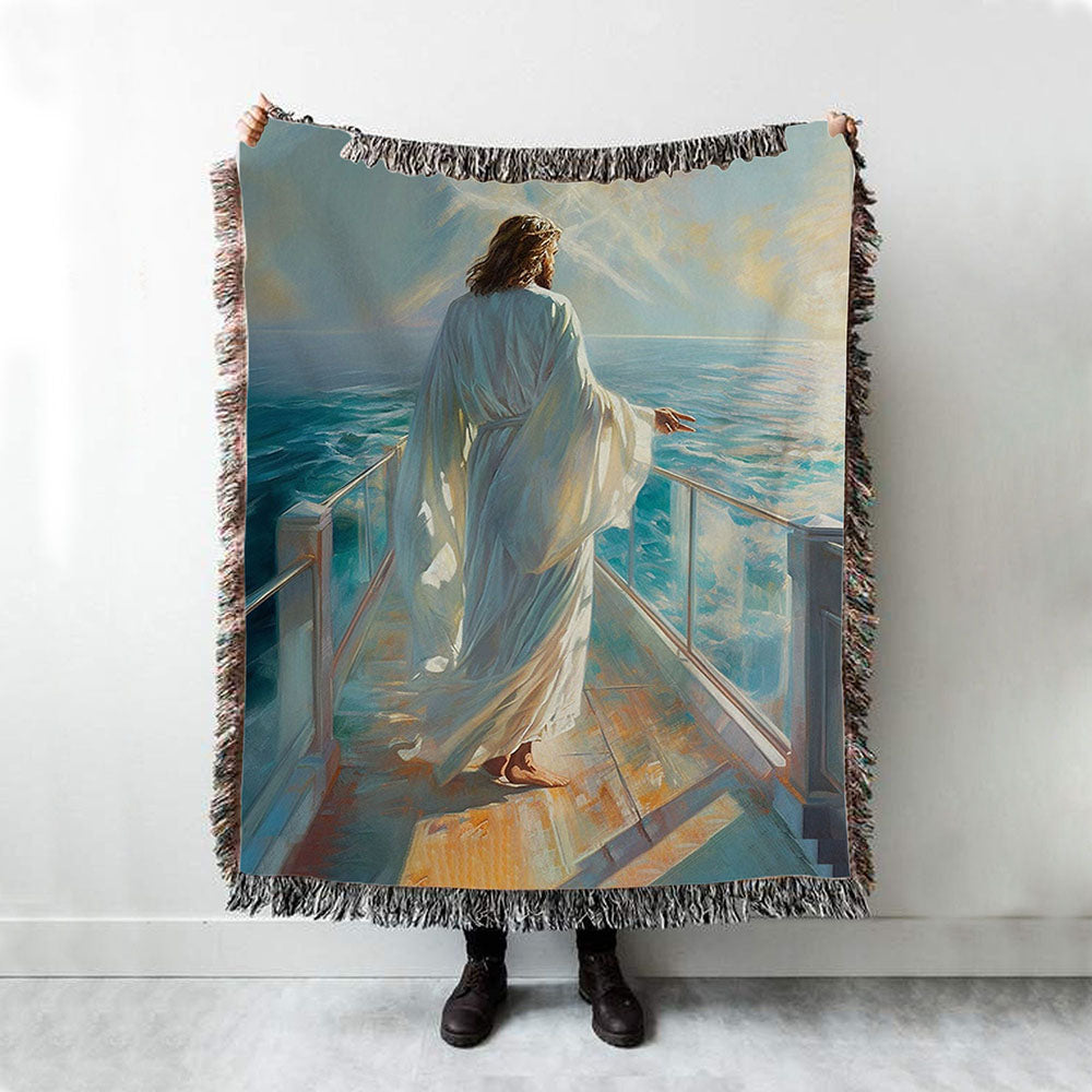 Jesus Oil Painting Woven Blanket Prints - Jesus Woven Blanket Art - Christian Throw Blanket Decor