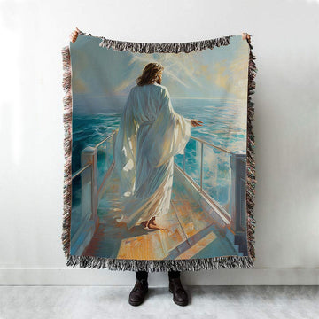 Jesus Oil Painting Woven Blanket Prints - Jesus Woven Blanket Art - Christian Throw Blanket Decor
