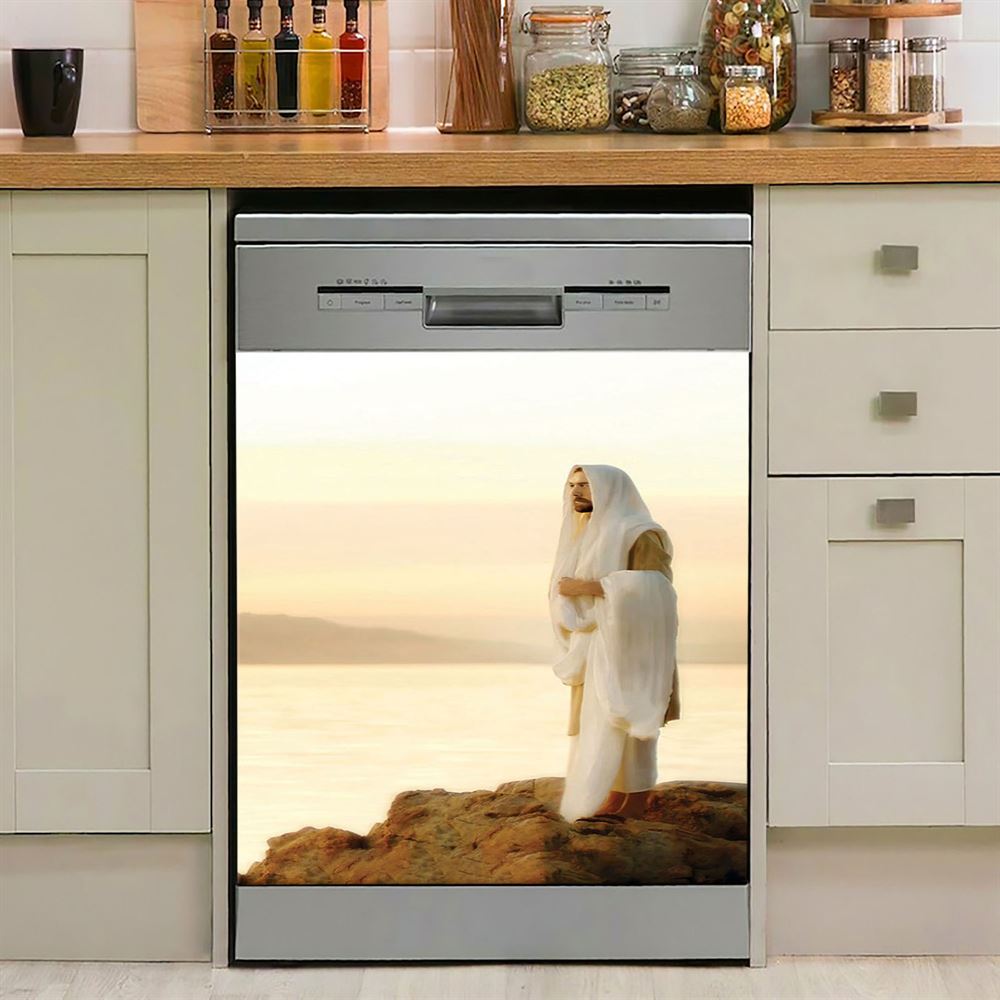 Jesus On Mountain Dishwasher Cover, Jesus Dishwasher Stickerss, Christian Kitchen Decor