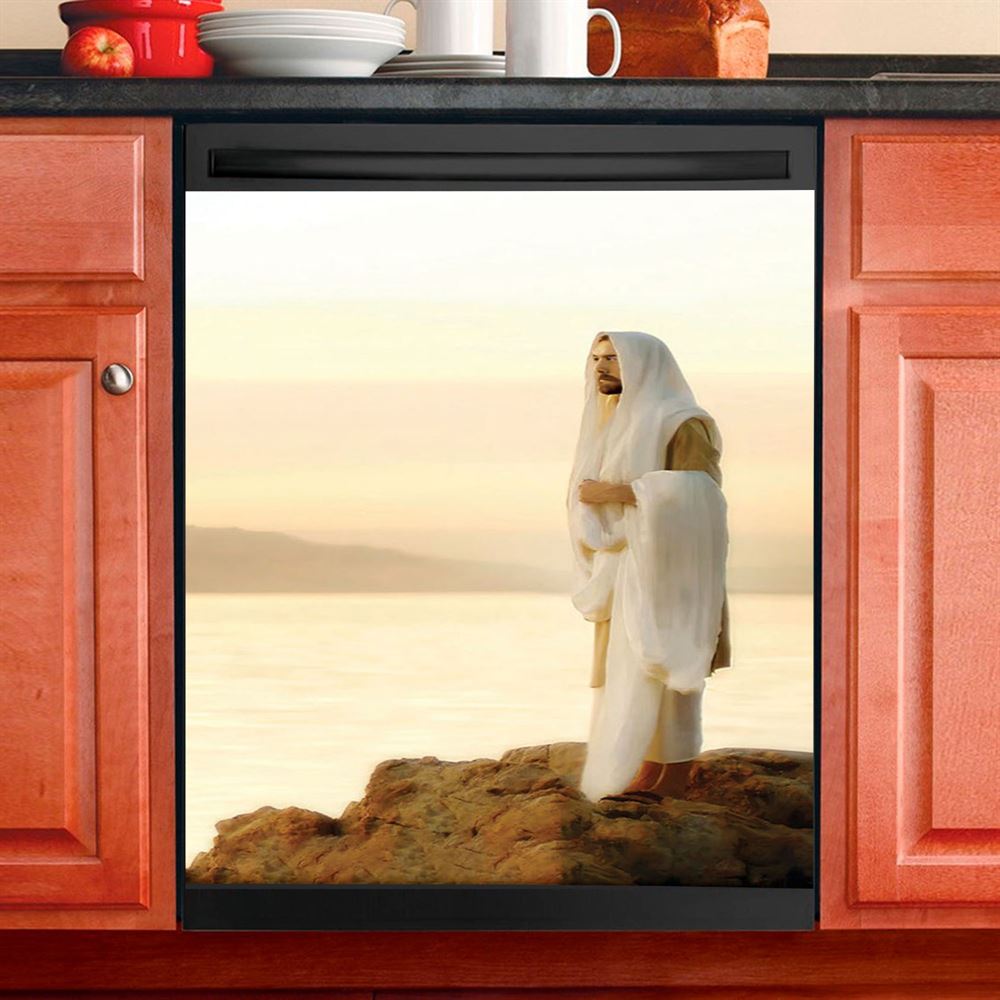 Jesus On Mountain Dishwasher Cover, Jesus Dishwasher Stickerss, Christian Kitchen Decor