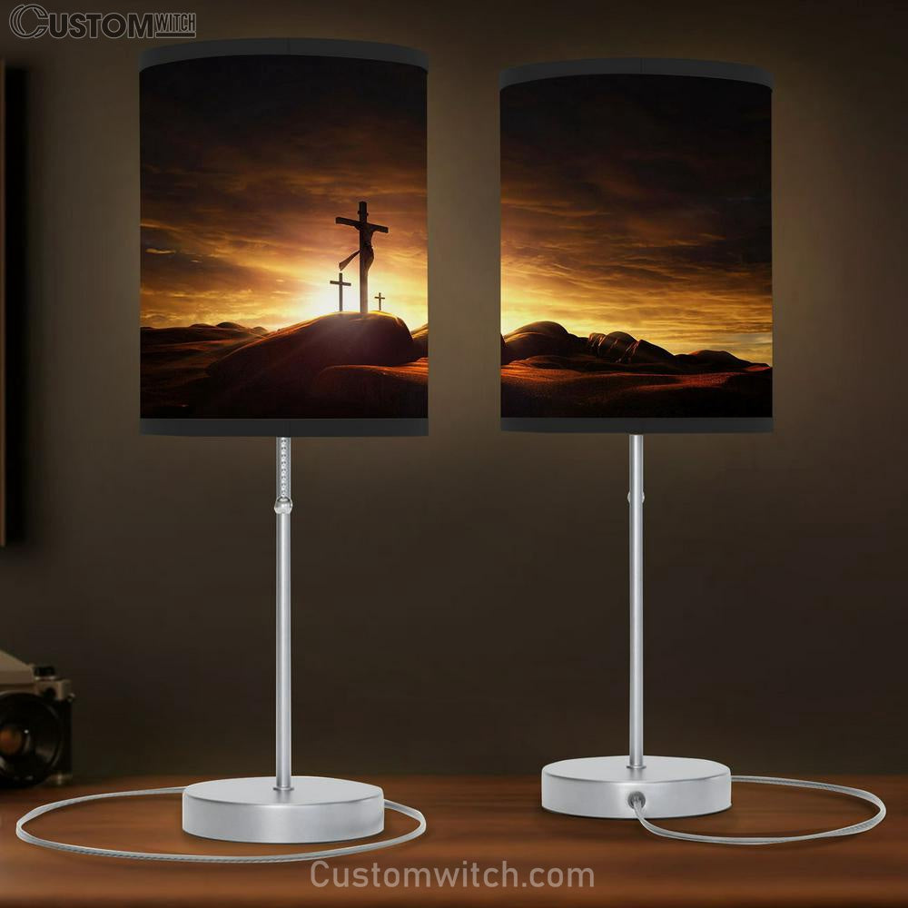 Jesus On The Cross Table Lamp Pictures - Faith Art - Christian Table Lamp Gift Decor
