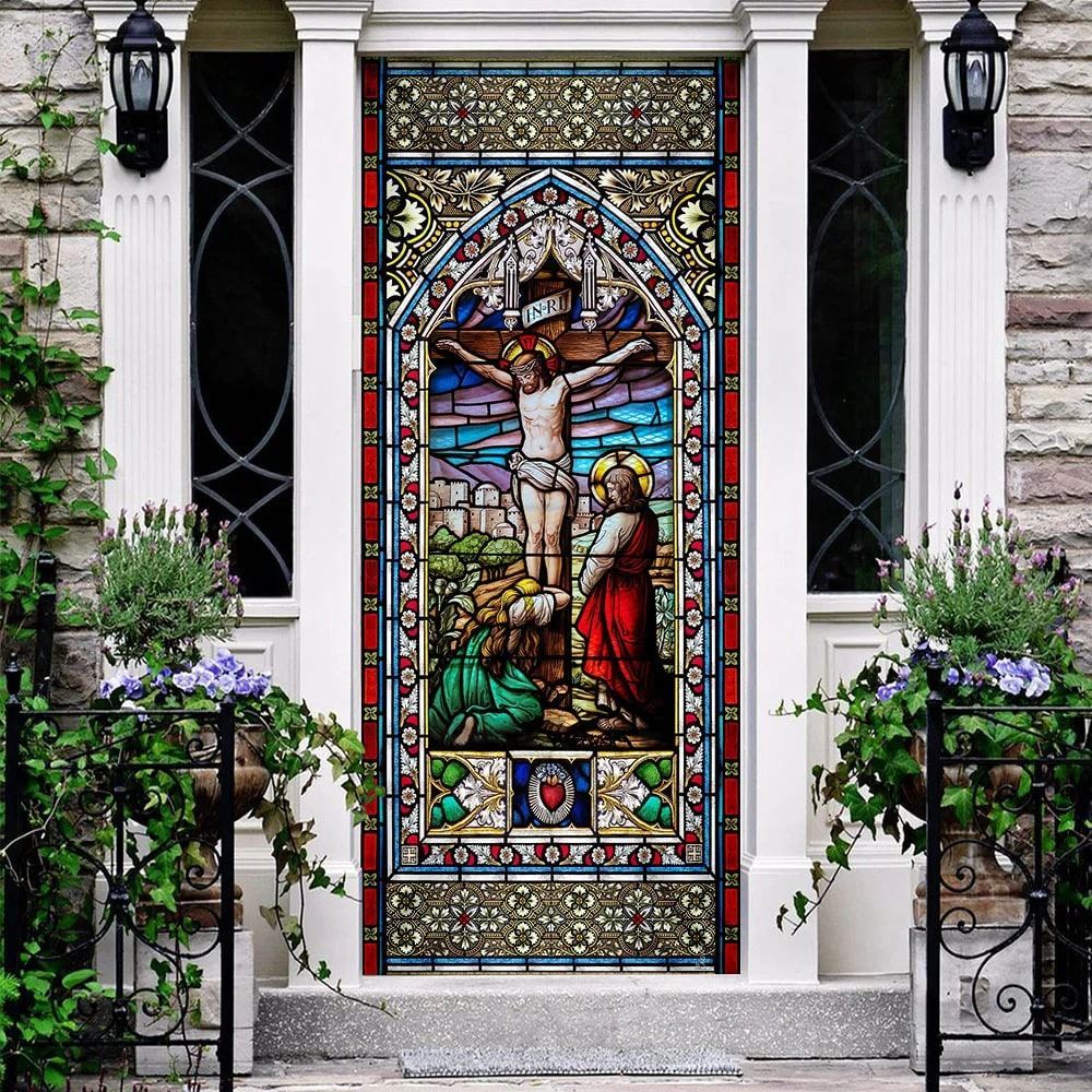 Jesus On The Cross Colorful Jesus Door Cover, Christian Door Decor, Door Christian Church, Christian Door Plaques
