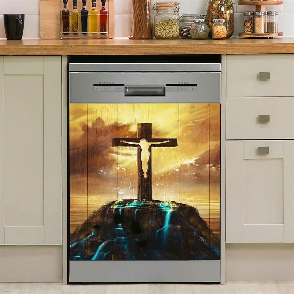 Jesus On The Cross Dishwasher Cover, Jesus Dishwasher Stickers, Christian Kitchen Decor