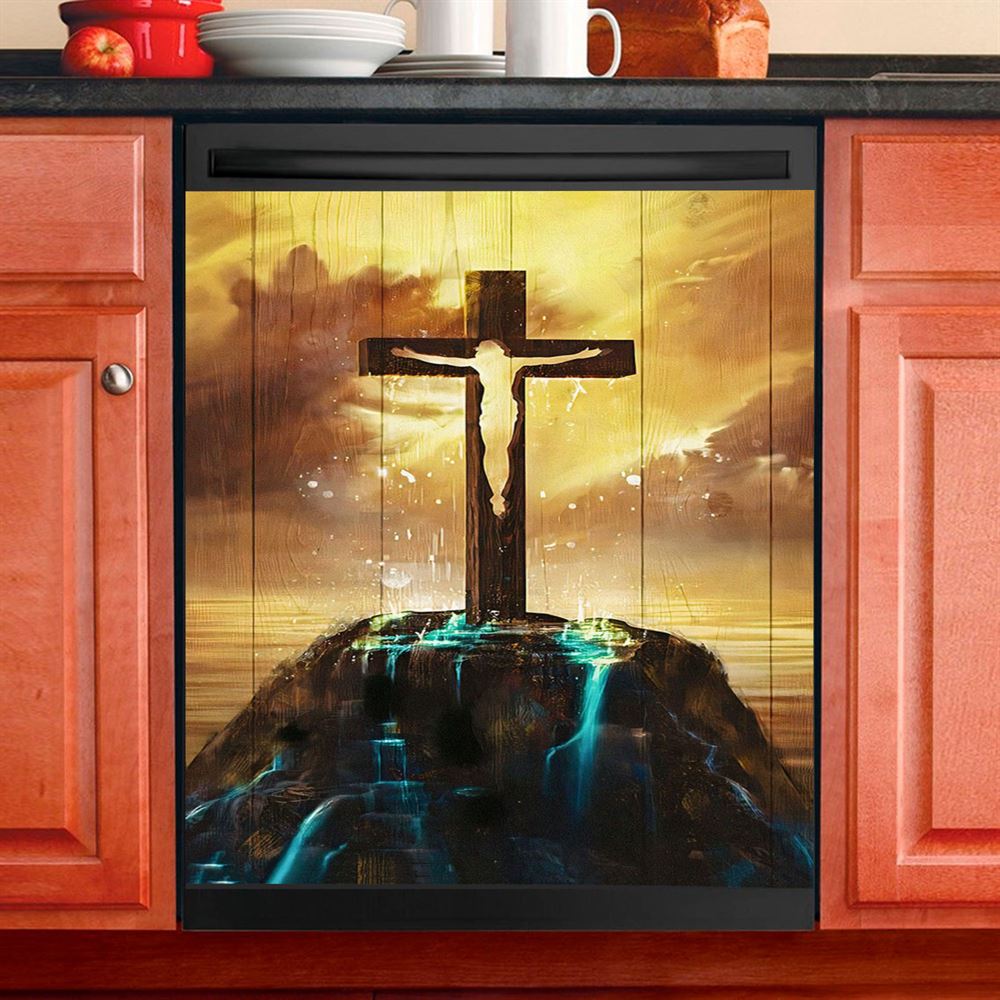 Jesus On The Cross Dishwasher Cover, Jesus Dishwasher Stickers, Christian Kitchen Decor