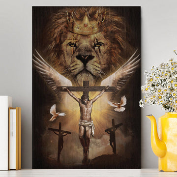 Jesus On The Cross Lion Canvas Prints - Jesus Christ Canvas Art - Christian Wall Decor