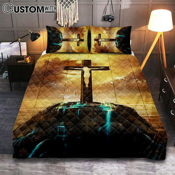 Jesus On The Cross Quilt Bedding Set Bedroom - Jesus Quilt Bedding Set Pictures - Christian Quilt Bedding Set Bedroom