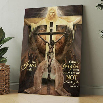 Jesus On The Cross, The World In His Arms, And Jesus Said Canvas, Christmas Gift for Christian