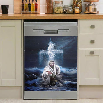 Jesus Outstretched Hands Saves Dishwasher Cover, Bible Verse Dishwasher Stickers, Scripture Kitchen Decor