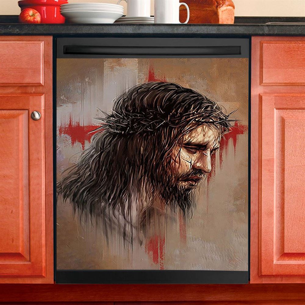 Jesus Paid It All Thorn Of Crown Dishwasher Cover, Christian Dishwasher Stickers, Bible Verse Kitchen Decor
