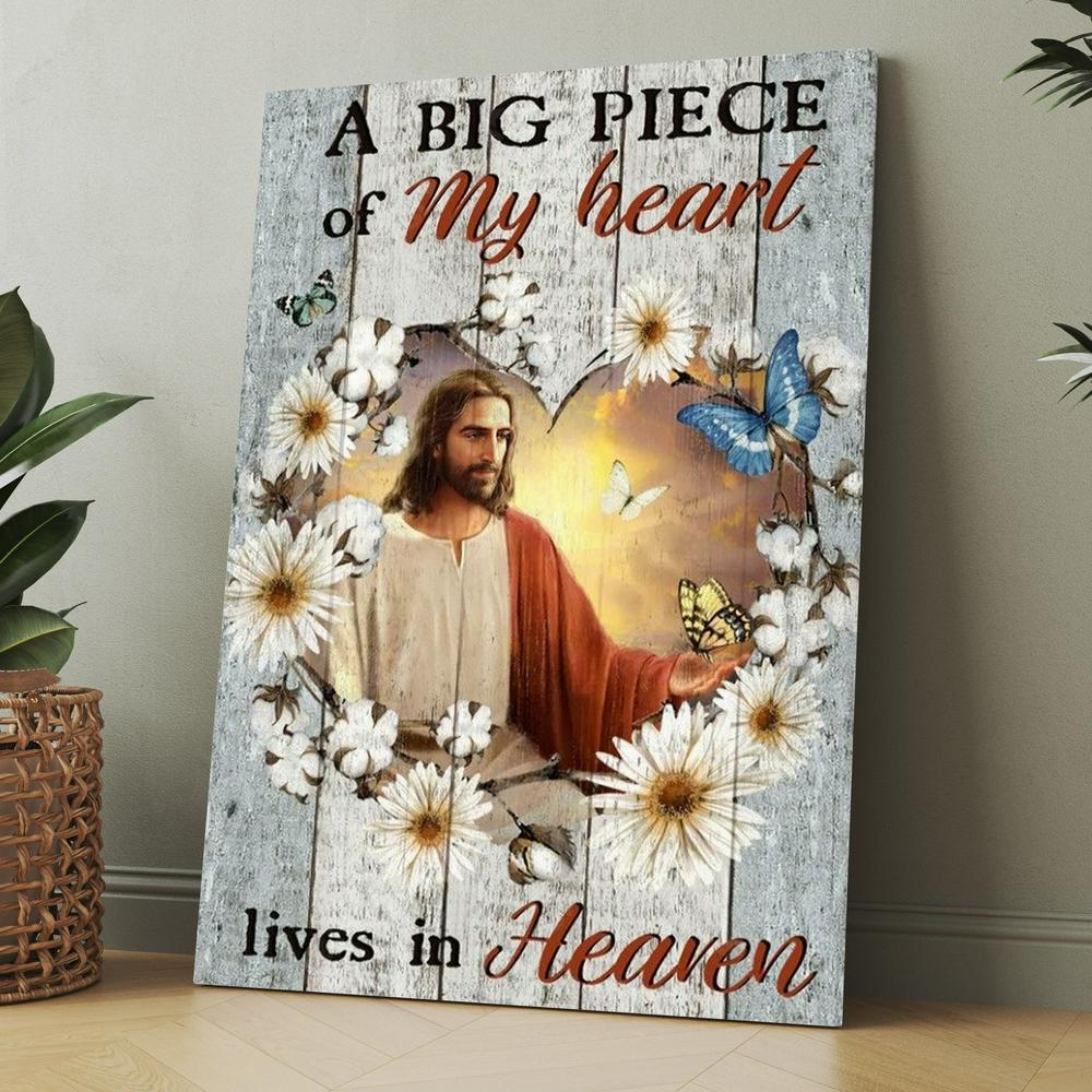 Jesus Painting, Gerbera Daisy, A Big Piece Of My Heart Canvas, Christmas Gift for Christian