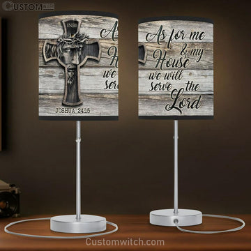 Jesus Painting Inri We Will Serve The Lord Table Lamp